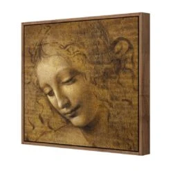 The Head Of A Woman By Leonardo Da Vinci (Square) -WALL ART DESGIN SALE the head of a woman by leonardo da vinci square canvas natural floating frame 37x37cm 183700