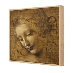 The Head Of A Woman By Leonardo Da Vinci (Square) -WALL ART DESGIN SALE the head of a woman by leonardo da vinci square canvas oak floating frame 37x37cm 125169