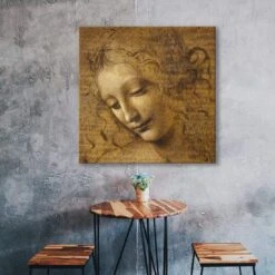 The Head Of A Woman By Leonardo Da Vinci (Square) -WALL ART DESGIN SALE the head of a woman by leonardo da vinci square canvas stretched canvas 37x37cm 877383