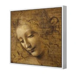 The Head Of A Woman By Leonardo Da Vinci (Square) -WALL ART DESGIN SALE the head of a woman by leonardo da vinci square canvas white floating frame 37x37cm 509882