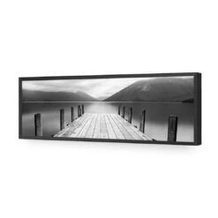 Tranquil Jetty, Black And White (long) -WALL ART DESGIN SALE tranquil jetty black and white long acrylic glass no border black frame 90x30cm 405492