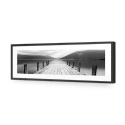 Tranquil Jetty, Black And White (long) -WALL ART DESGIN SALE tranquil jetty black and white long acrylic glass with border black frame 90x30cm 387079