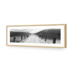 Tranquil Jetty, Black And White (long) -WALL ART DESGIN SALE tranquil jetty black and white long acrylic glass with border oak frame 90x30cm 995353