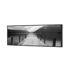 Tranquil Jetty, Black And White (long) -WALL ART DESGIN SALE tranquil jetty black and white long canvas black floating frame 60x20cm 644530