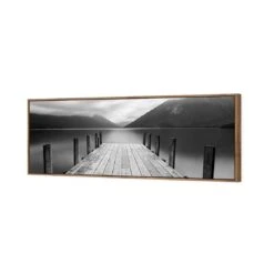 Tranquil Jetty, Black And White (long) -WALL ART DESGIN SALE tranquil jetty black and white long canvas natural floating frame 60x20cm 644694