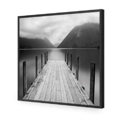 Tranquil Jetty, Black And White (square) -WALL ART DESGIN SALE tranquil jetty black and white square acrylic glass no border black frame 37x37cm 708148