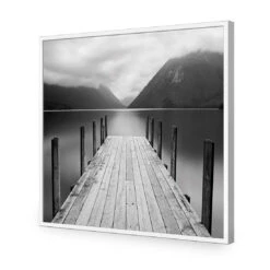Tranquil Jetty, Black And White (square) -WALL ART DESGIN SALE tranquil jetty black and white square acrylic glass no border white frame 37x37cm 579780