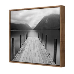 Tranquil Jetty, Black And White (square) -WALL ART DESGIN SALE tranquil jetty black and white square canvas natural floating frame 37x37cm 128035