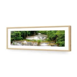 Tropical Waterfall - Horizontal (Long) 12 Tropical Waterfall - Horizontal (Long) -WALL ART DESGIN SALE tropical waterfall horizontal long acrylic glass with border oak frame 90x30cm 321914