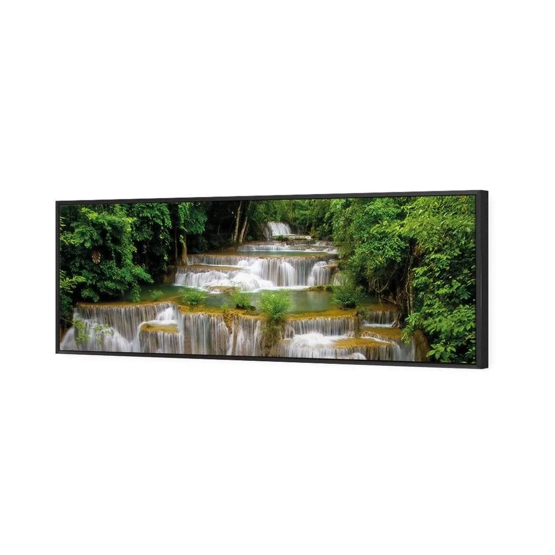 Tropical Waterfall - Horizontal (Long) Tropical Waterfall - Horizontal (Long) -WALL ART DESGIN SALE tropical waterfall horizontal long canvas black floating frame 60x20cm 846412