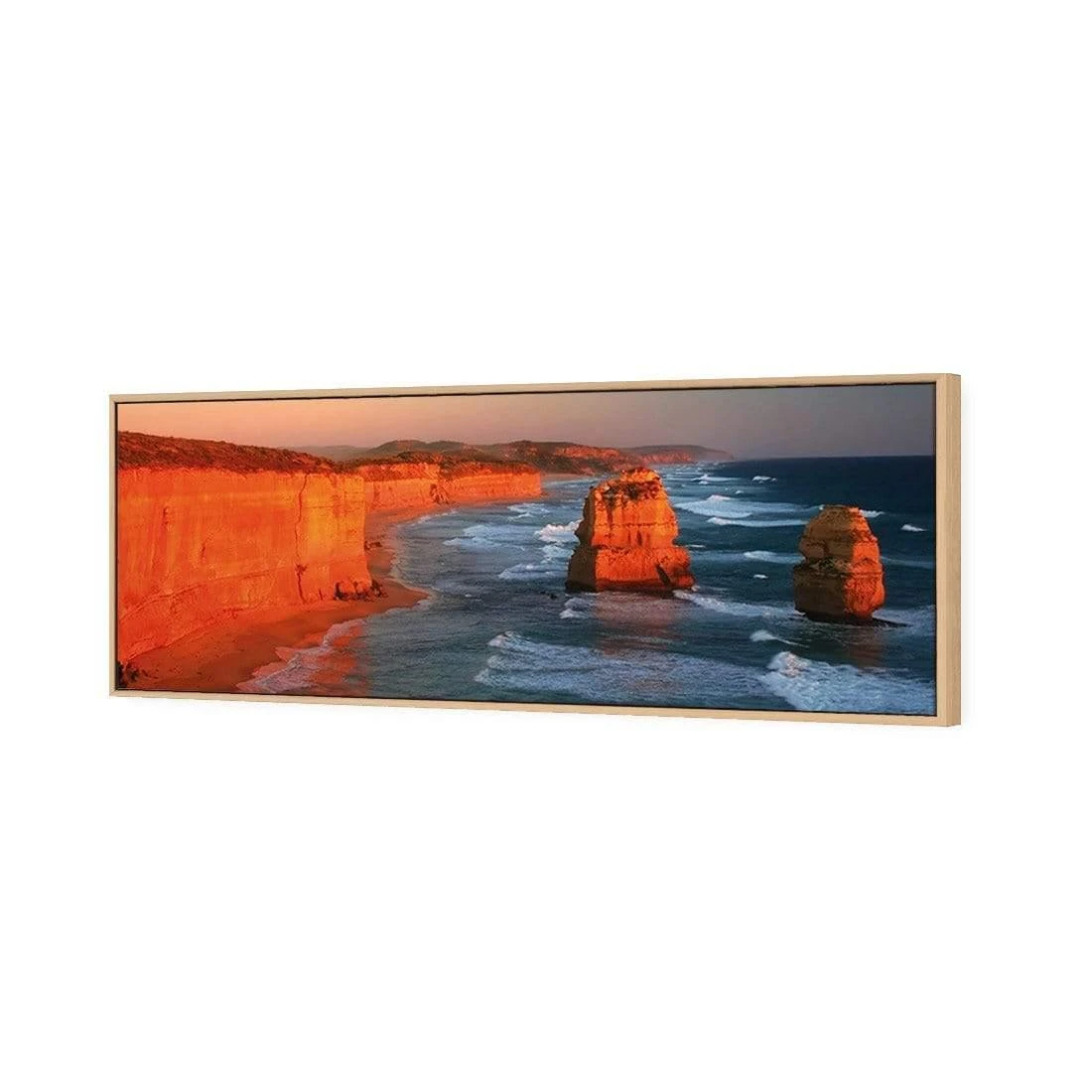 Twelve Apostles at Sunset (long) Twelve Apostles At Sunset (long) -WALL ART DESGIN SALE twelve apostles at sunset long canvas oak floating frame 60x20cm 430965