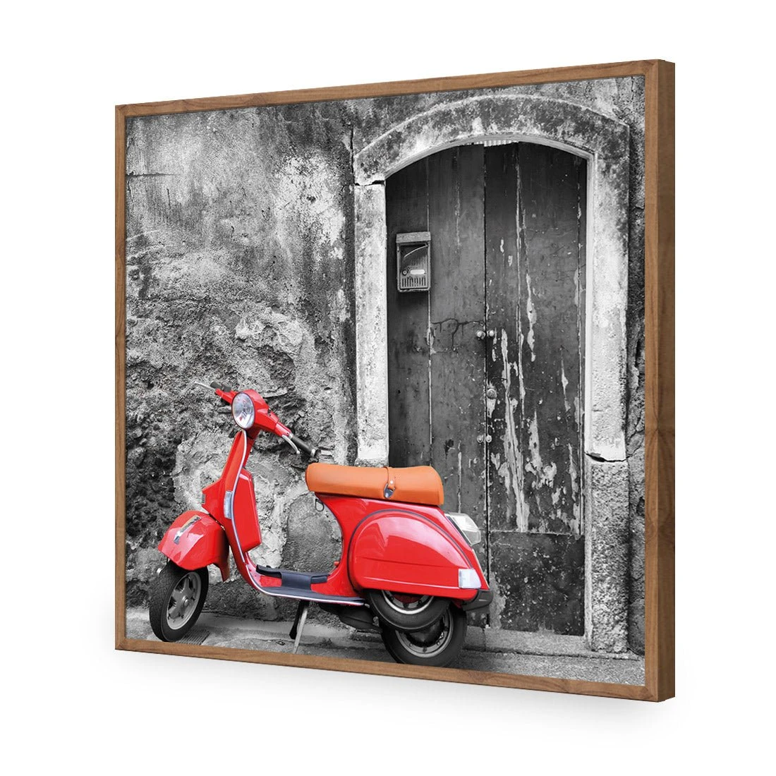 Vintage Door and Scooter, Black and White (square) Vintage Door And Scooter, Black And White (square) -WALL ART DESGIN SALE vintage door and scooter black and white square acrylic glass no border natural frame 37x37cm 941488