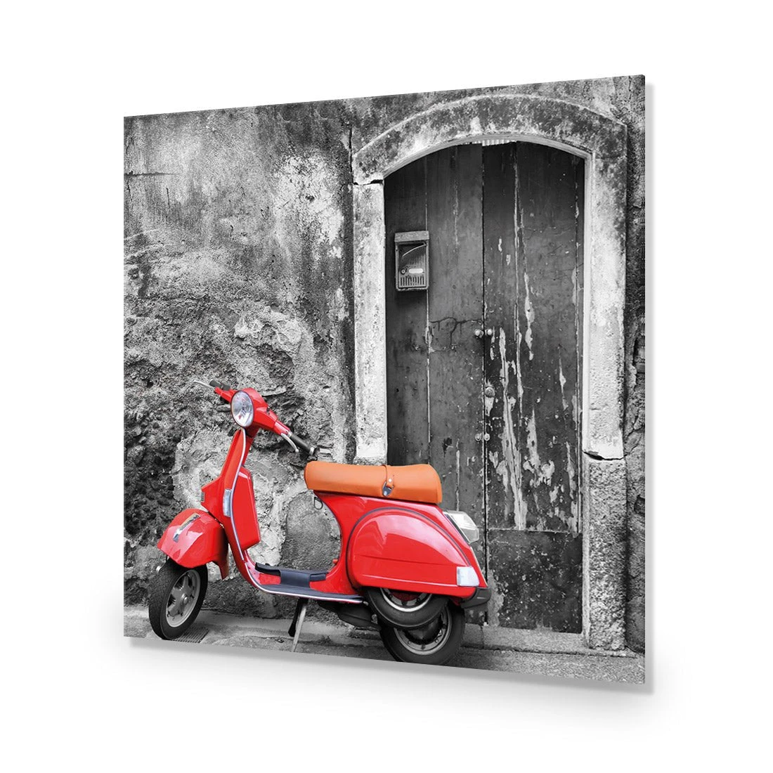 Vintage Door and Scooter, Black and White (square) Vintage Door And Scooter, Black And White (square) -WALL ART DESGIN SALE vintage door and scooter black and white square acrylic glass no border no frame 37x37cm 310908