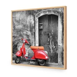 Vintage Door And Scooter, Black And White (square) 17 Vintage Door And Scooter, Black And White (square) -WALL ART DESGIN SALE vintage door and scooter black and white square acrylic glass no border oak frame 37x37cm 292385
