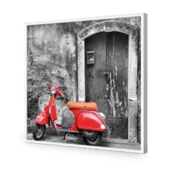 Vintage Door And Scooter, Black And White (square) 16 Vintage Door And Scooter, Black And White (square) -WALL ART DESGIN SALE vintage door and scooter black and white square acrylic glass no border white frame 37x37cm 406917