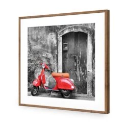 Vintage Door And Scooter, Black And White (square) 13 Vintage Door And Scooter, Black And White (square) -WALL ART DESGIN SALE vintage door and scooter black and white square acrylic glass with border natural frame 37x37cm 173700