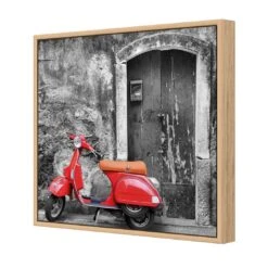 Vintage Door And Scooter, Black And White (square) 6 Vintage Door And Scooter, Black And White (square) -WALL ART DESGIN SALE vintage door and scooter black and white square canvas oak floating frame 37x37cm 971900