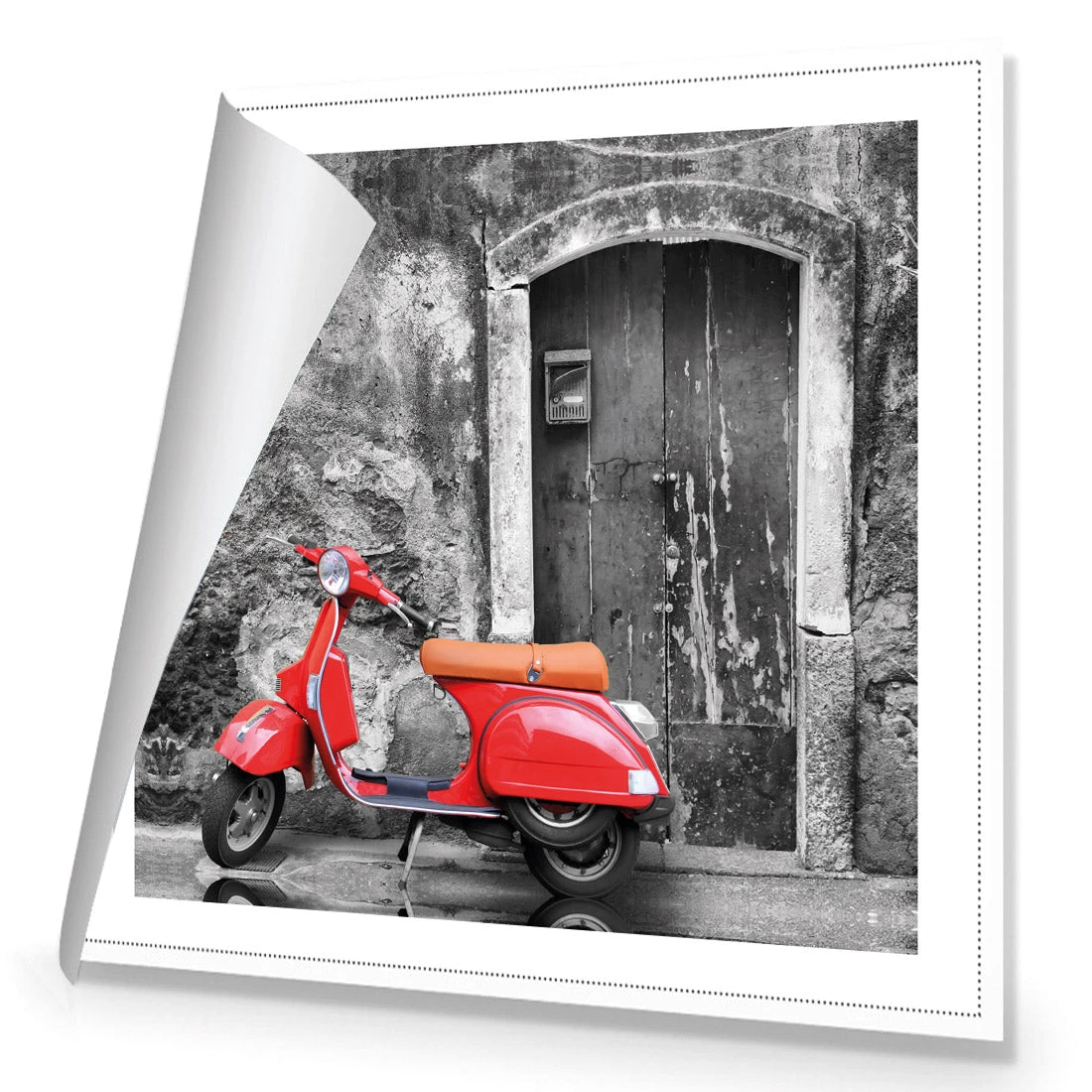 Vintage Door and Scooter, Black and White (square) Vintage Door And Scooter, Black And White (square) -WALL ART DESGIN SALE vintage door and scooter black and white square canvas rolled canvas 37x37cm 950746