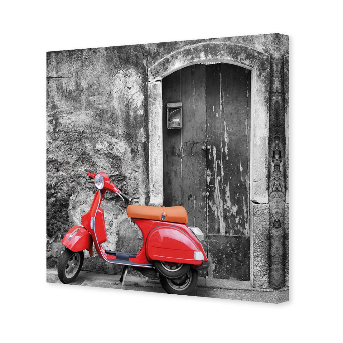 Vintage Door and Scooter, Black and White (square) Vintage Door And Scooter, Black And White (square) -WALL ART DESGIN SALE vintage door and scooter black and white square canvas stretched canvas 37x37cm 496260