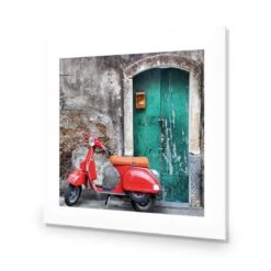 Vintage Door And Scooter (square) -WALL ART DESGIN SALE vintage door and scooter square acrylic glass with border no frame 37x37cm 834869