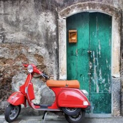 Vintage Door And Scooter (square)