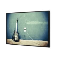 Vintage Guitar -WALL ART DESGIN SALE vintage guitar canvas black floating frame 45x30cm 132755