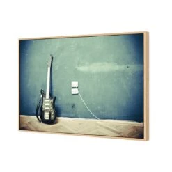 Vintage Guitar -WALL ART DESGIN SALE vintage guitar canvas oak floating frame 45x30cm 200034