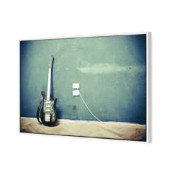 Vintage Guitar -WALL ART DESGIN SALE vintage guitar canvas white floating frame 45x30cm 305348