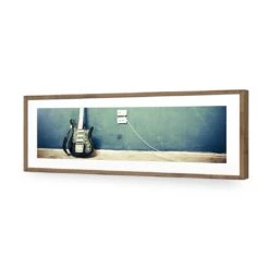 Vintage Guitar (Long) -WALL ART DESGIN SALE vintage guitar long acrylic glass with border natural frame 90x30cm 344537