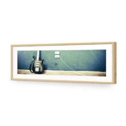Vintage Guitar (Long) -WALL ART DESGIN SALE vintage guitar long acrylic glass with border oak frame 90x30cm 251090