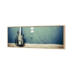 Vintage Guitar (Long) -WALL ART DESGIN SALE vintage guitar long canvas oak floating frame 60x20cm 244005