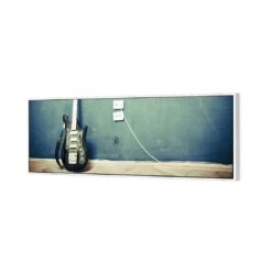 Vintage Guitar (Long) -WALL ART DESGIN SALE vintage guitar long canvas white floating frame 60x20cm 540843