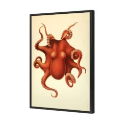 Vintage Octopus -WALL ART DESGIN SALE vintage octopus canvas black floating frame 45x30cm 372534