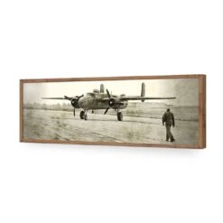 Wartime Plane (long) -WALL ART DESGIN SALE wartime plane long acrylic glass no border natural frame 90x30cm 447243