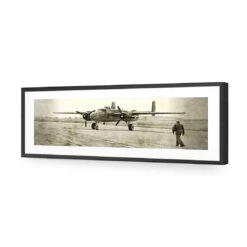 Wartime Plane (long) -WALL ART DESGIN SALE wartime plane long acrylic glass with border black frame 90x30cm 387815
