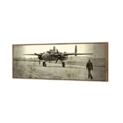 Wartime Plane (long) -WALL ART DESGIN SALE wartime plane long canvas natural floating frame 60x20cm 208536