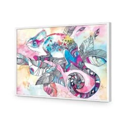 Watercolour Chameleon -WALL ART DESGIN SALE watercolour chameleon canvas stretched canvas 45x30cm 772431