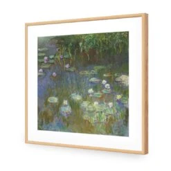 White And Purple Water Lilies By Monet 12 White And Purple Water Lilies By Monet -WALL ART DESGIN SALE white and purple water lilies by monet acrylic glass with border oak frame 37x37cm 613624