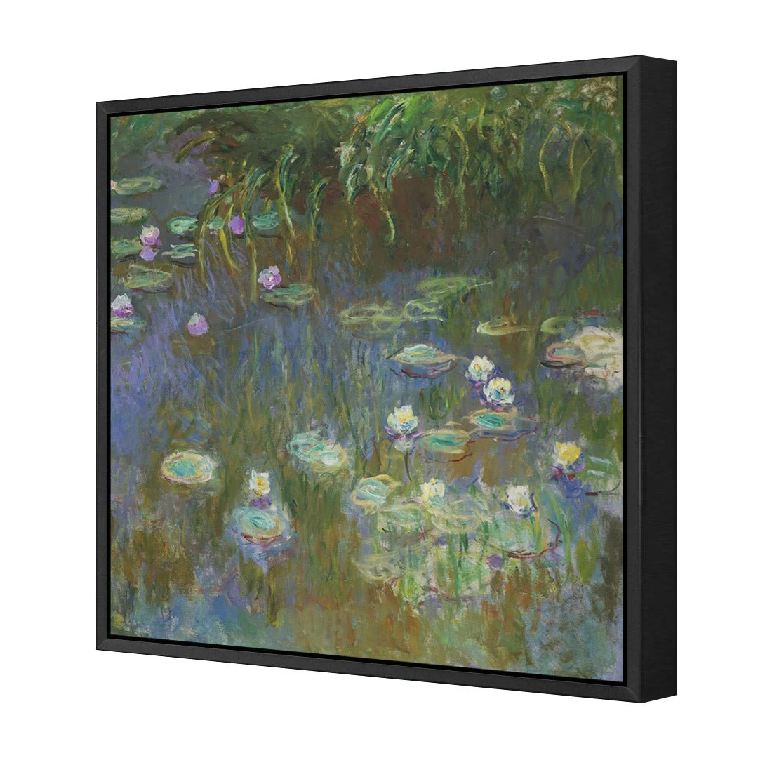 White and Purple Water Lilies By Monet White And Purple Water Lilies By Monet -WALL ART DESGIN SALE white and purple water lilies by monet canvas black floating frame 37x37cm 338501
