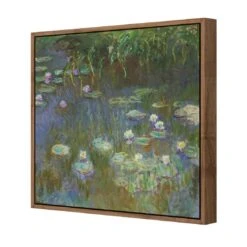 White And Purple Water Lilies By Monet 7 White And Purple Water Lilies By Monet -WALL ART DESGIN SALE white and purple water lilies by monet canvas natural floating frame 37x37cm 224072