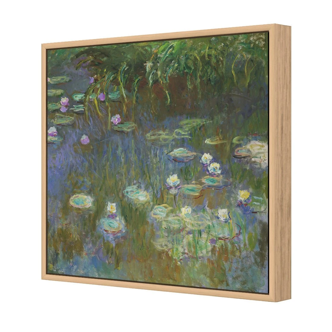 White and Purple Water Lilies By Monet White And Purple Water Lilies By Monet -WALL ART DESGIN SALE white and purple water lilies by monet canvas oak floating frame 37x37cm 201418