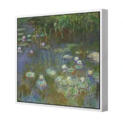 White And Purple Water Lilies By Monet 5 White And Purple Water Lilies By Monet -WALL ART DESGIN SALE white and purple water lilies by monet canvas white floating frame 37x37cm 228191