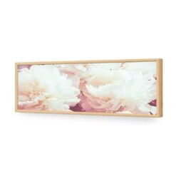 White Peony (Long) -WALL ART DESGIN SALE white peony long acrylic glass no border oak frame 90x30cm 627724