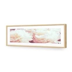 White Peony (Long) -WALL ART DESGIN SALE white peony long acrylic glass with border oak frame 90x30cm 596685