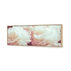 White Peony (Long) -WALL ART DESGIN SALE white peony long canvas oak floating frame 60x20cm 537628