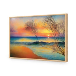 Wistful Sunset -WALL ART DESGIN SALE wistful sunset acrylic glass no border oak frame 45x30cm 423800