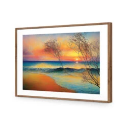 Wistful Sunset -WALL ART DESGIN SALE wistful sunset acrylic glass with border natural frame 45x30cm 744677