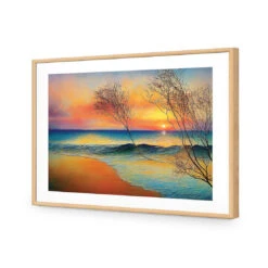 Wistful Sunset -WALL ART DESGIN SALE wistful sunset acrylic glass with border oak frame 45x30cm 780201
