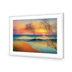 Wistful Sunset -WALL ART DESGIN SALE wistful sunset acrylic glass with border white frame 45x30cm 694720
