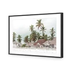Zanzibar Village -WALL ART DESGIN SALE zanzibar village acrylic glass with border black frame 45x30cm 218968